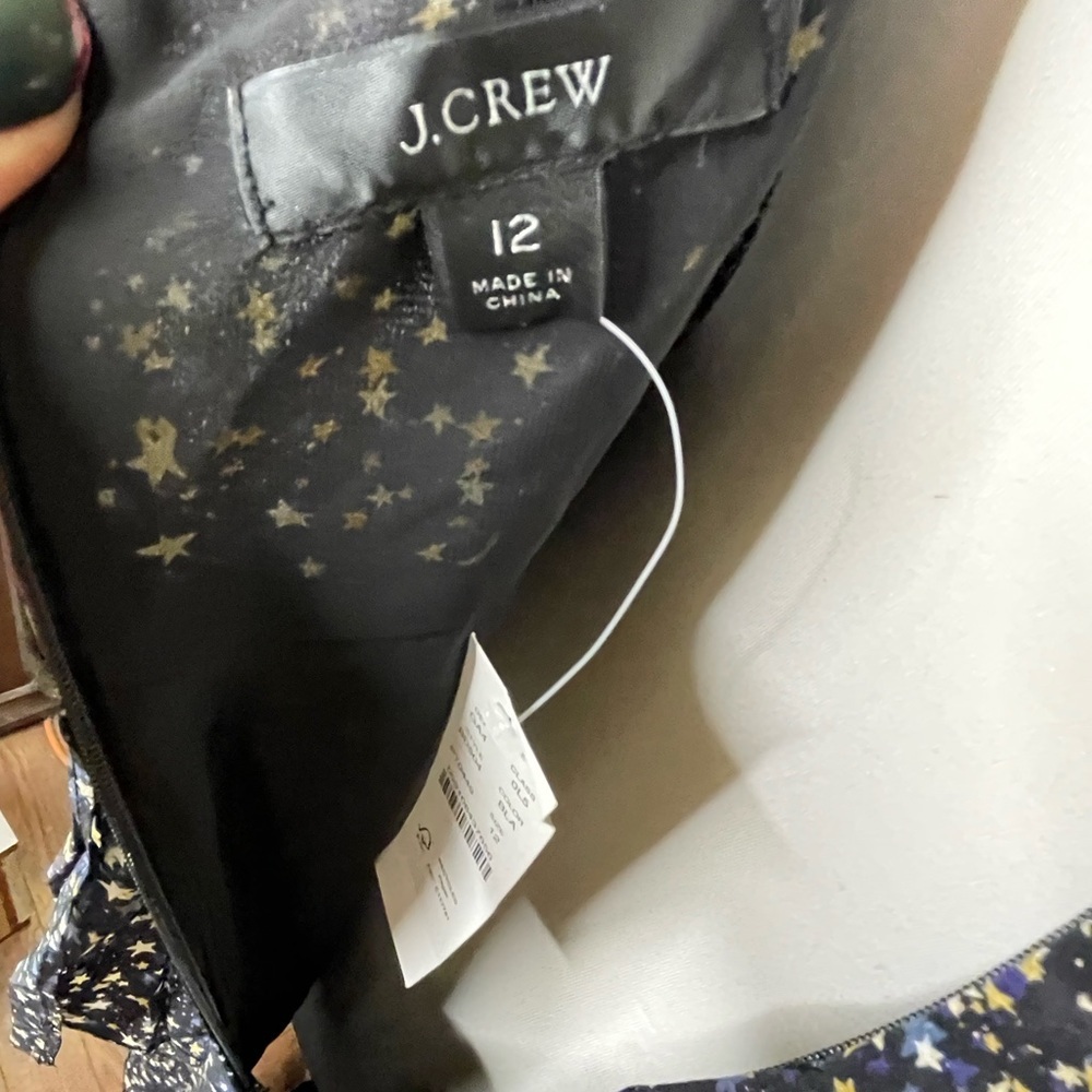 J Crew Ruffle-back silk dress in starry sky print Sz 12 - Picture 5 of 9
